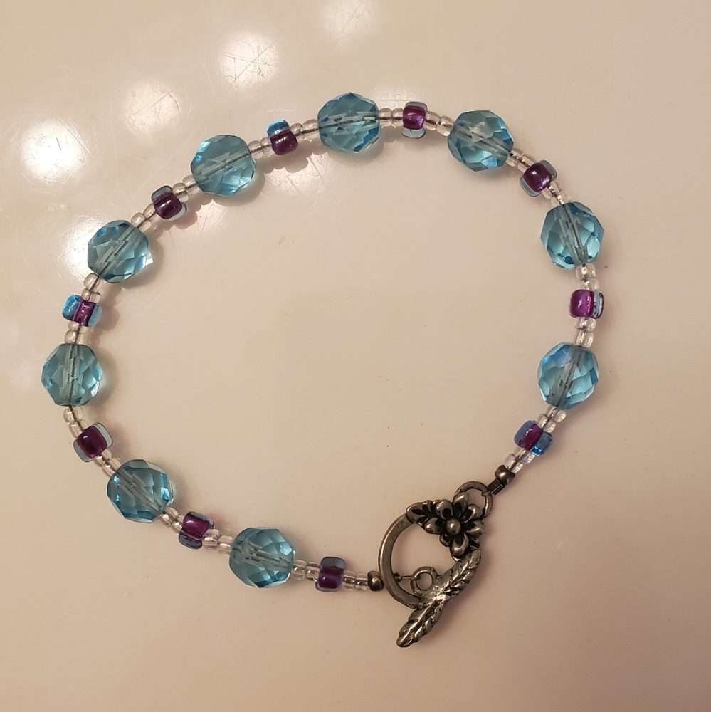 Handmade Caribbean Blue Beaded Bracelet